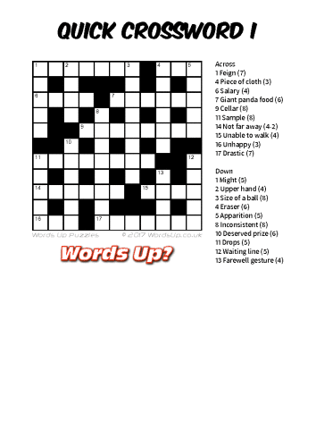 Quick Crossword I Puzzle - Free - Printable