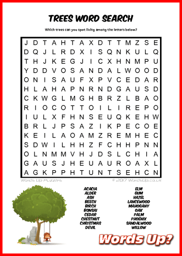 Trees Word Search - Free Printable PDF