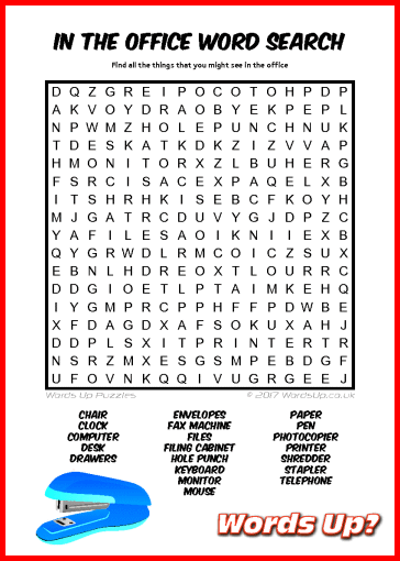 In the Office Word Search - Free Printable PDF