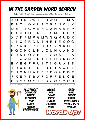 In the Garden Word Search - Free Printable PDF