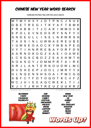 Chinese New Year Word Search - Free Printable PDF