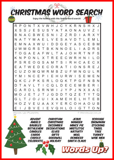 Christmas Word Search - Free Printable PDF