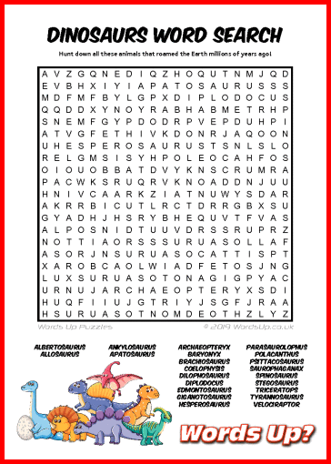 Dinosaurs Word Search Puzzle #63