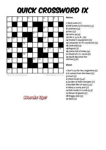 Quick Crossword IX Puzzle - Free - Printable
