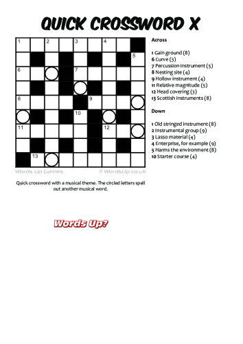Quick Crossword X Puzzle - Free - Printable