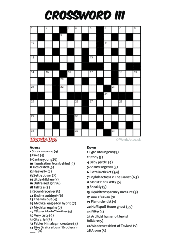 Crossword III Puzzle - Free - Printable