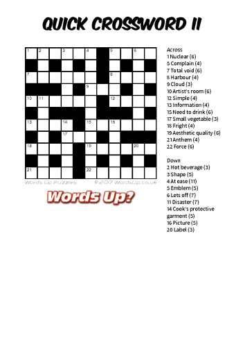 Quick Crossword II Puzzle - Free - Printable