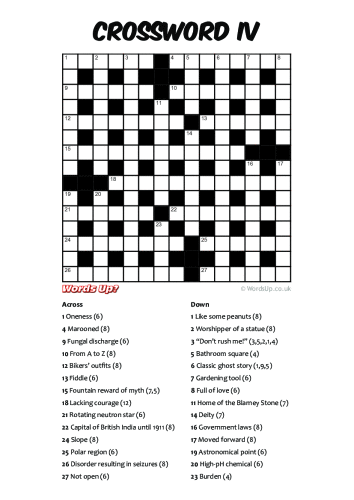 Crossword IV Puzzle - Free - Printable