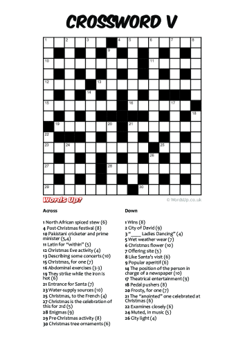 Crossword V Puzzle - Free - Printable