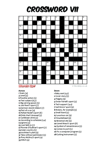 Crossword VII Puzzle - Free - Printable