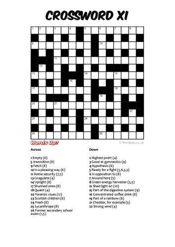 Crossword XI Puzzle - Free - Printable