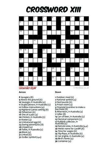 Crossword XIII Puzzle - Free - Printable