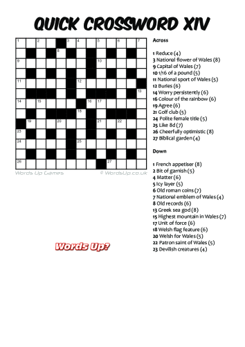 Quick Crossword XIV Puzzle - Free - Printable