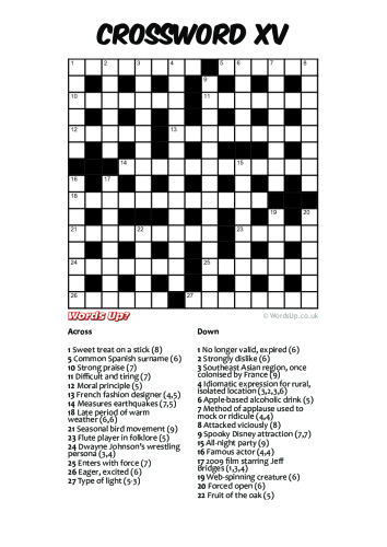 Crossword XV Puzzle - Free - Printable
