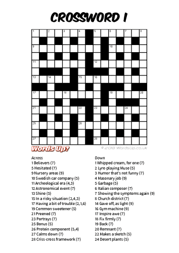 Crossword I Puzzle - Free - Printable