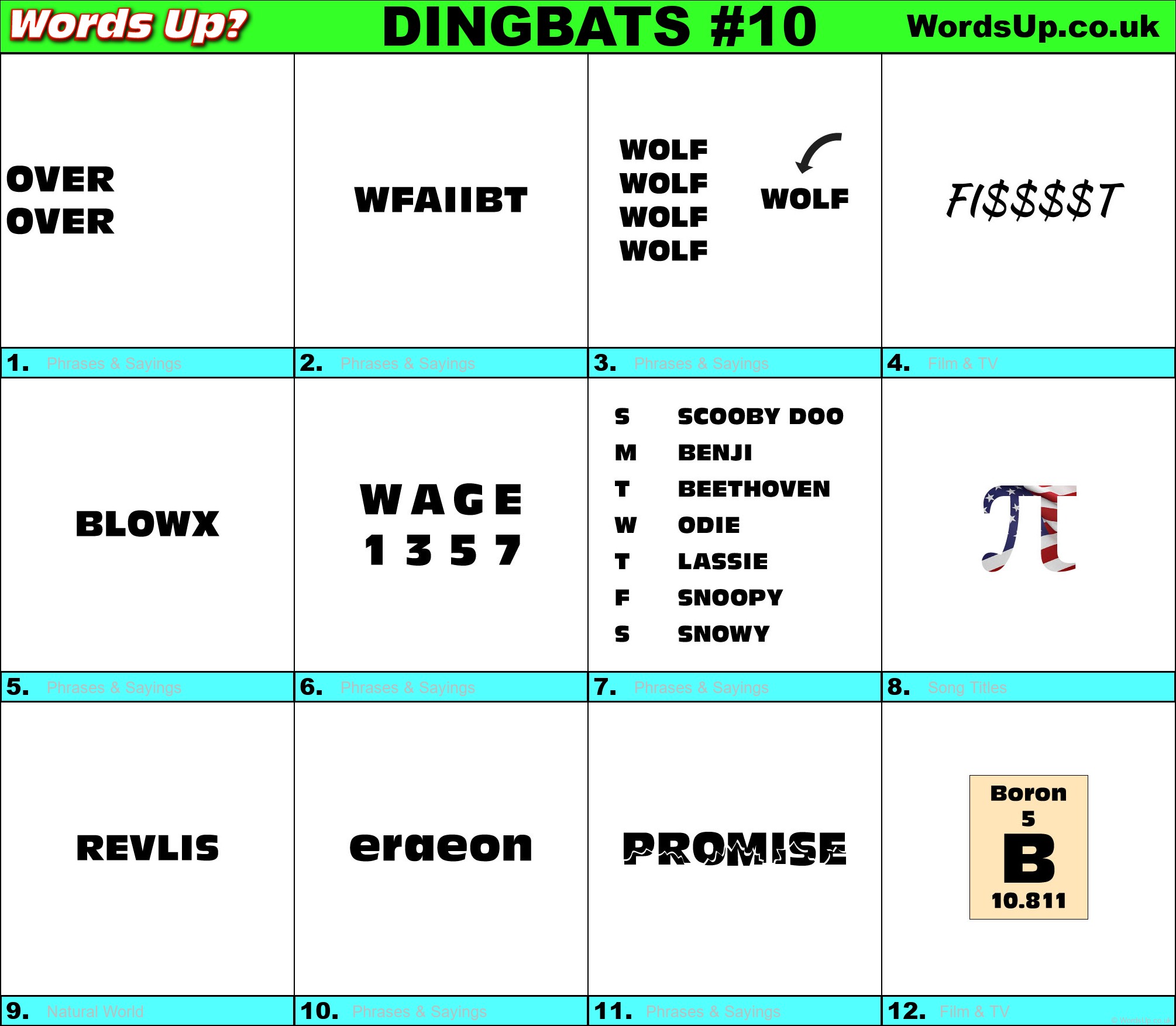 Printable Dingbats #10 - Rebus Puzzles