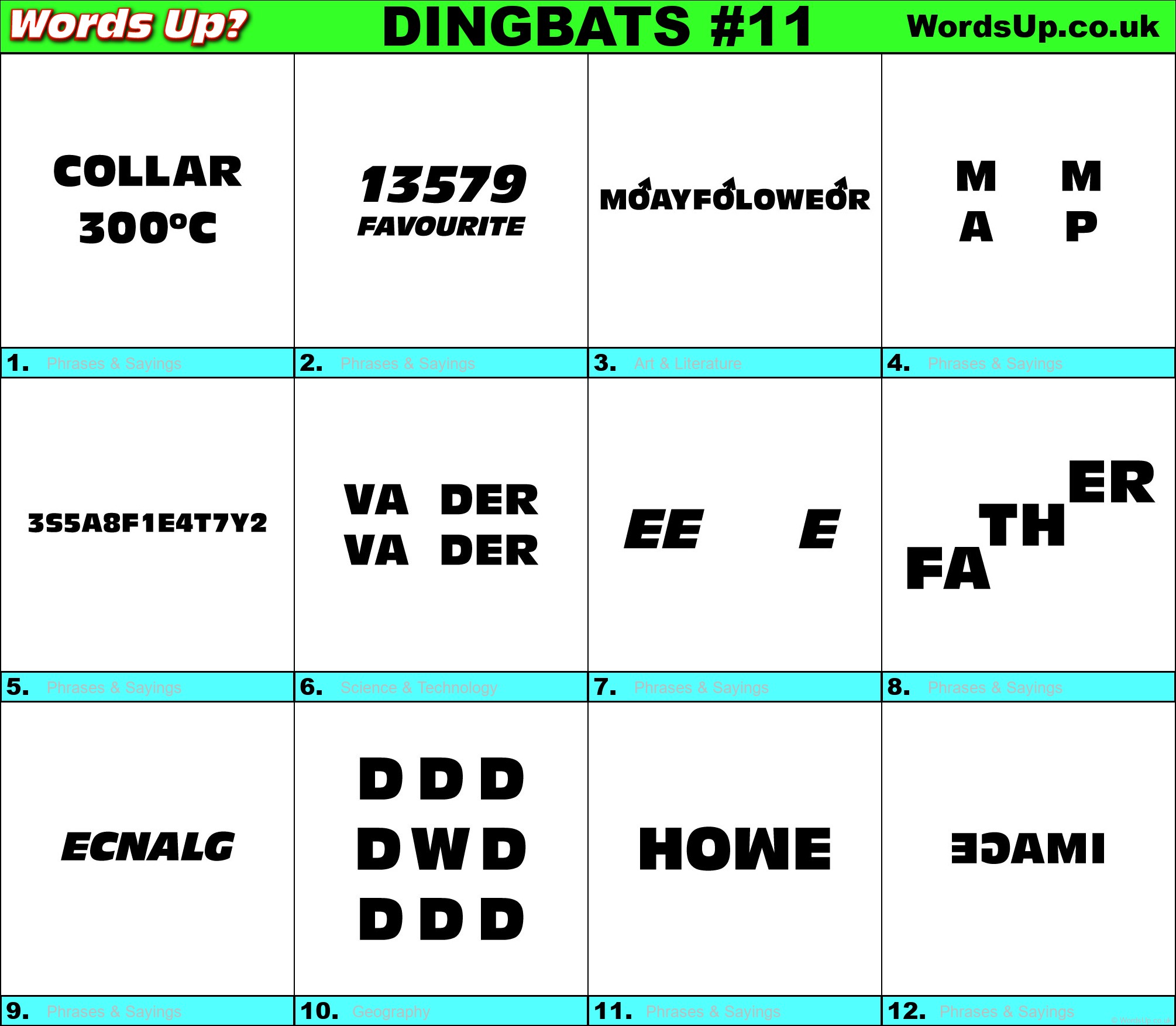 Printable Dingbats #11 - Rebus Puzzles