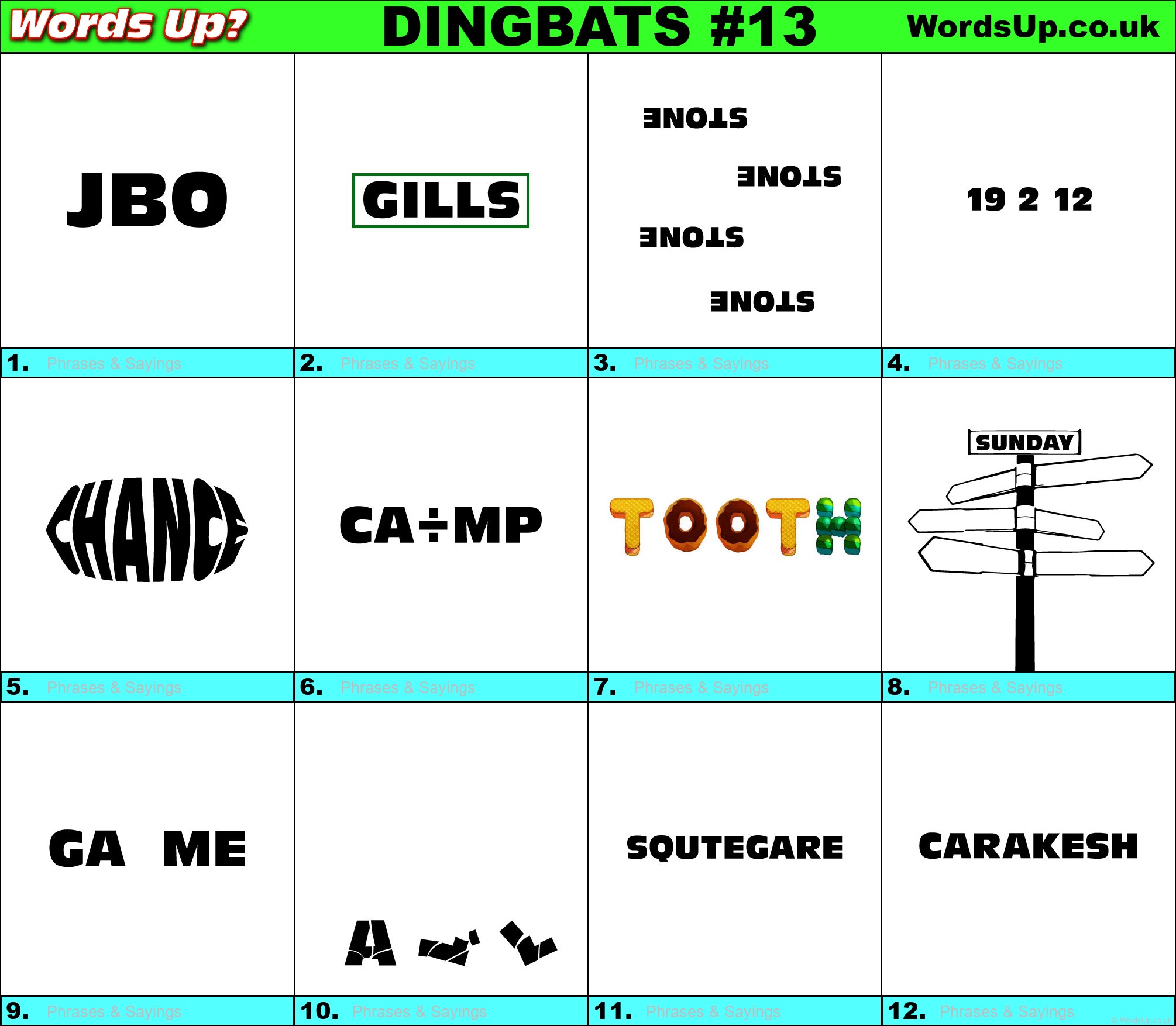 Printable Dingbats #13 - Rebus Puzzles