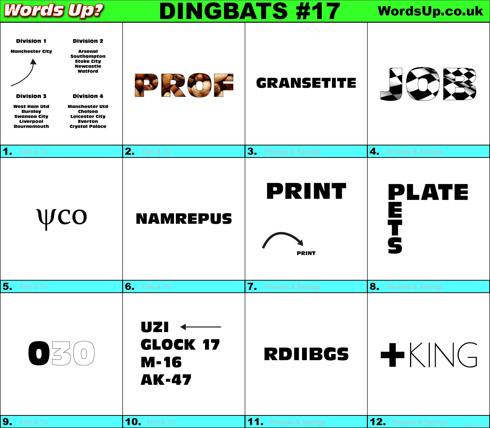 Printable Dingbats #17 - Rebus Puzzles