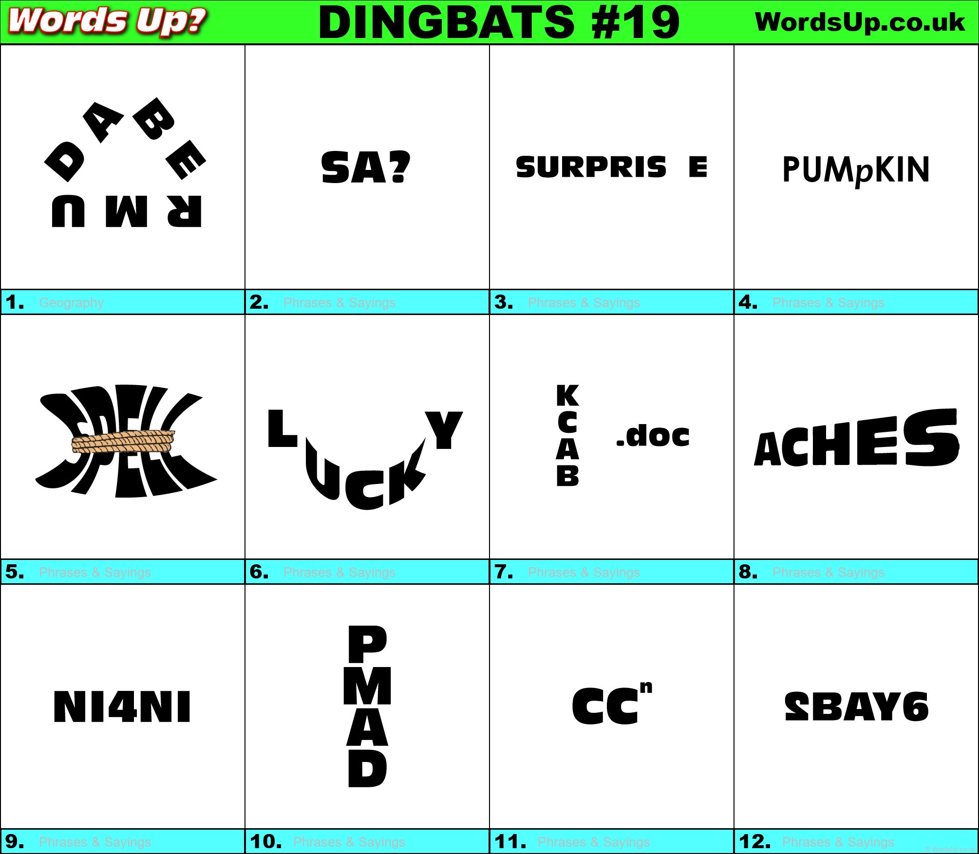 Printable Dingbats #19 - Rebus Puzzles