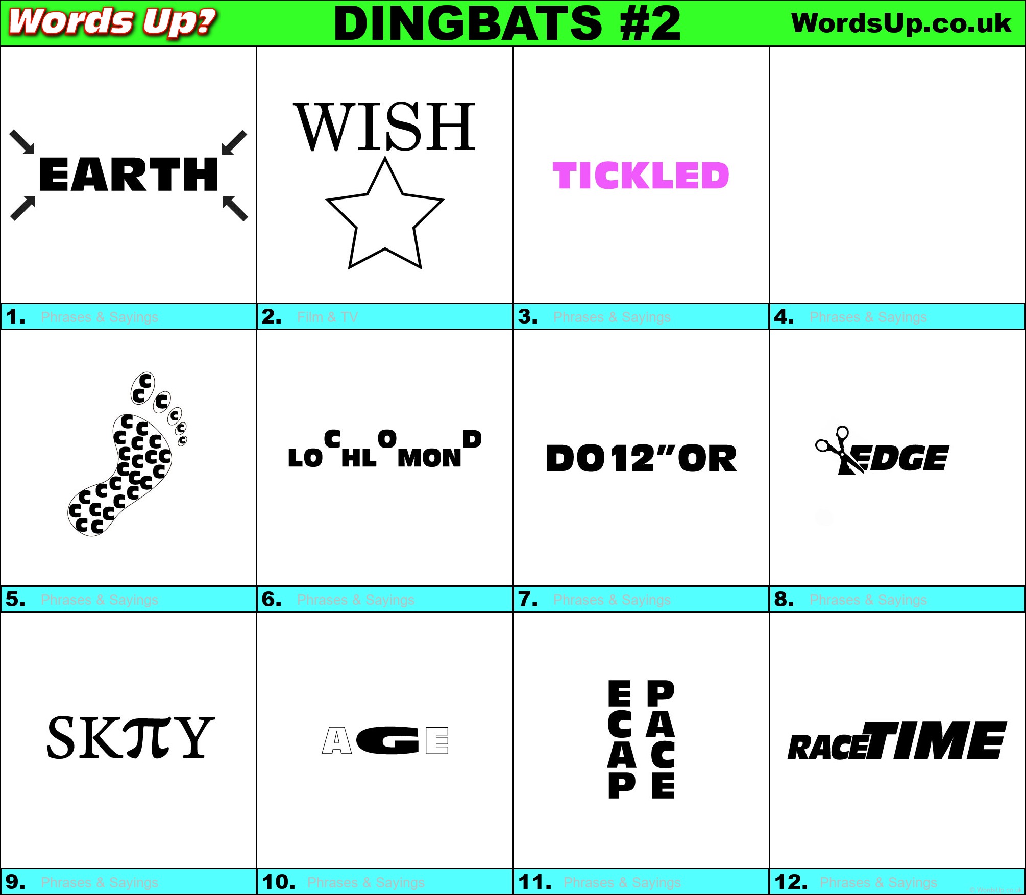 dingbats quiz 2 find the answers to over 710 dingbats words up games