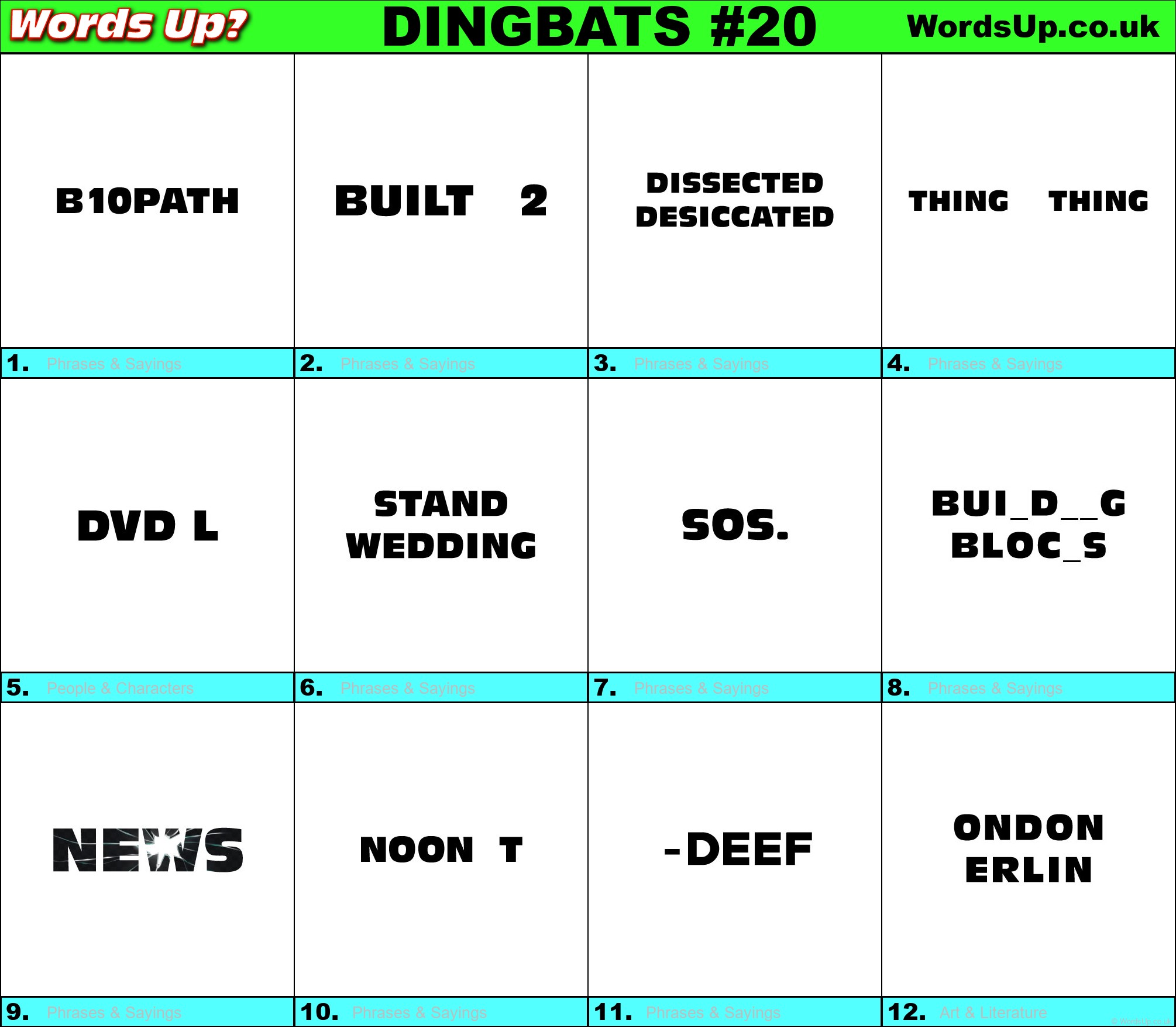 Printable Dingbats #20 - Rebus Puzzles