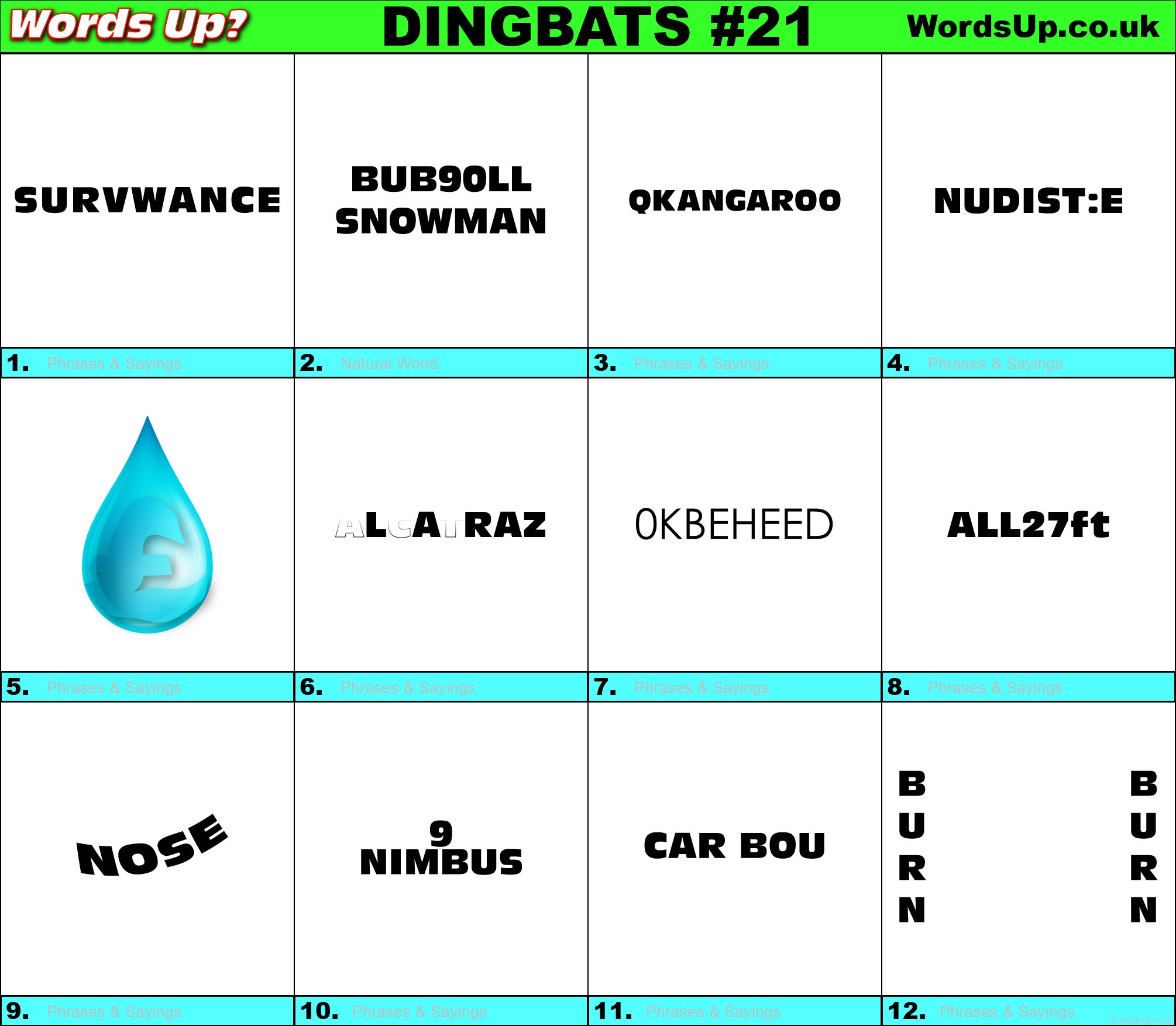 Printable Dingbats #21 - Rebus Puzzles
