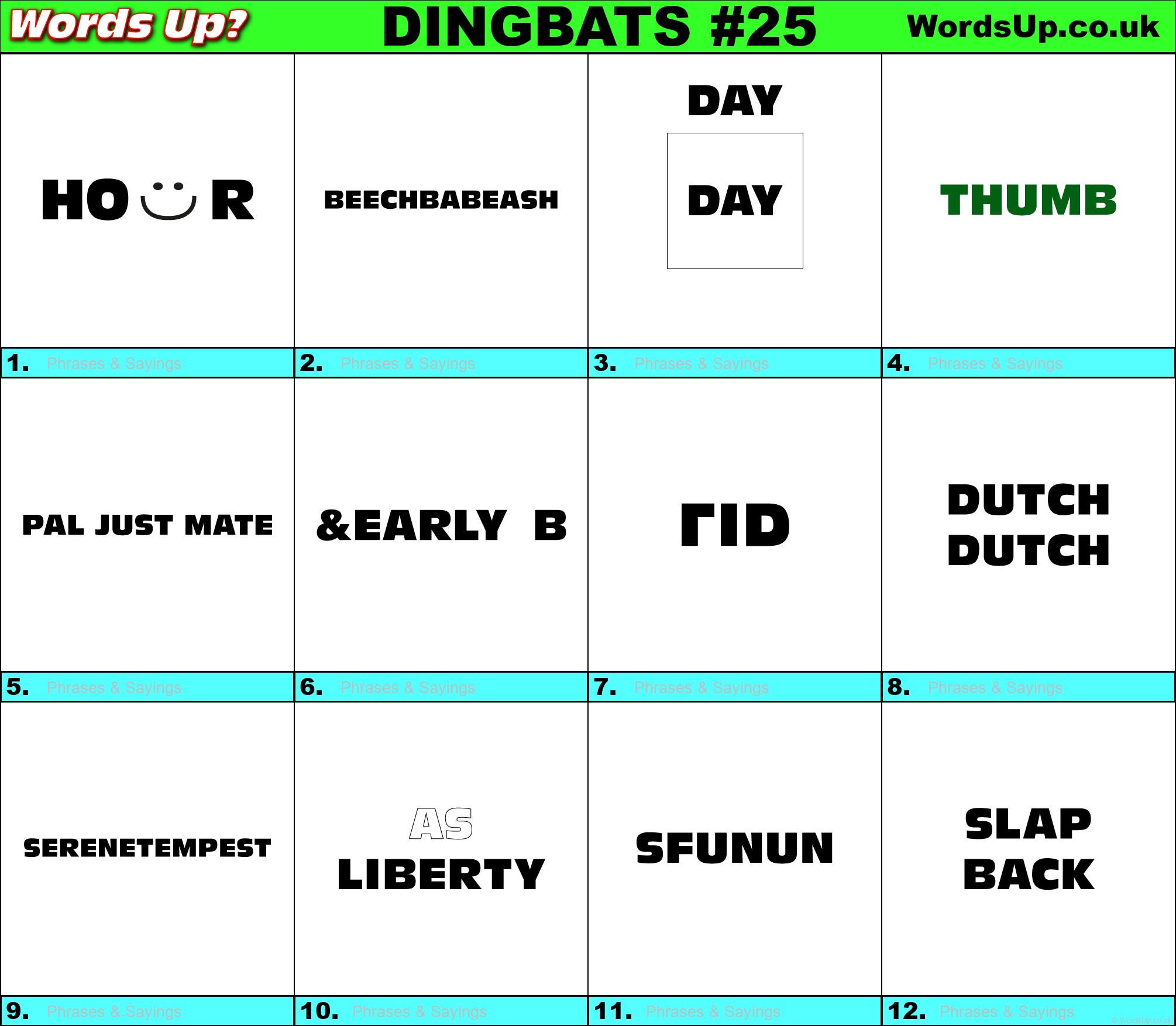 Dingbats Quiz 25 Find The Answers To Over 730 Dingbats Words Up Games