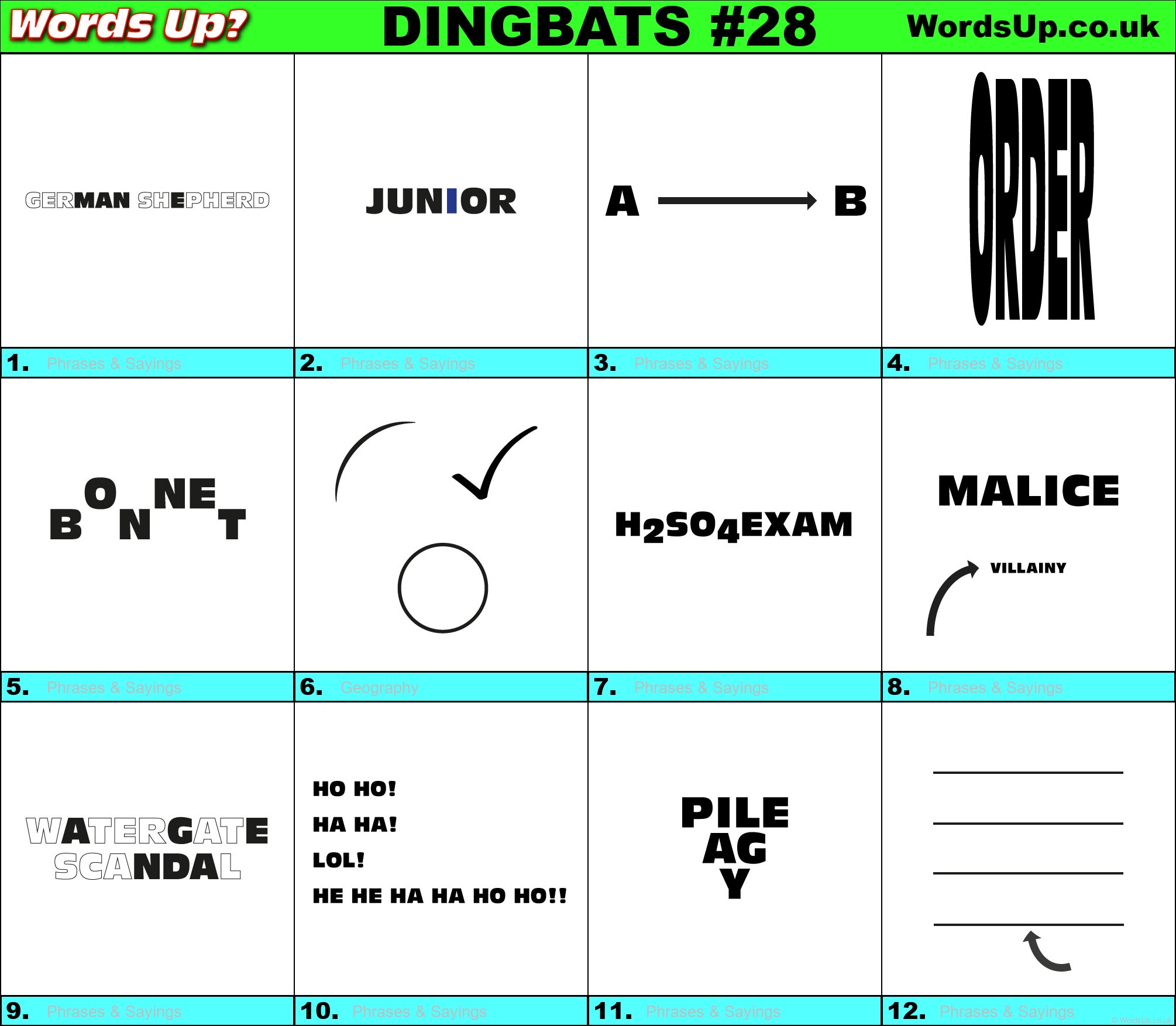 Printable Dingbats #28 - Rebus Puzzles