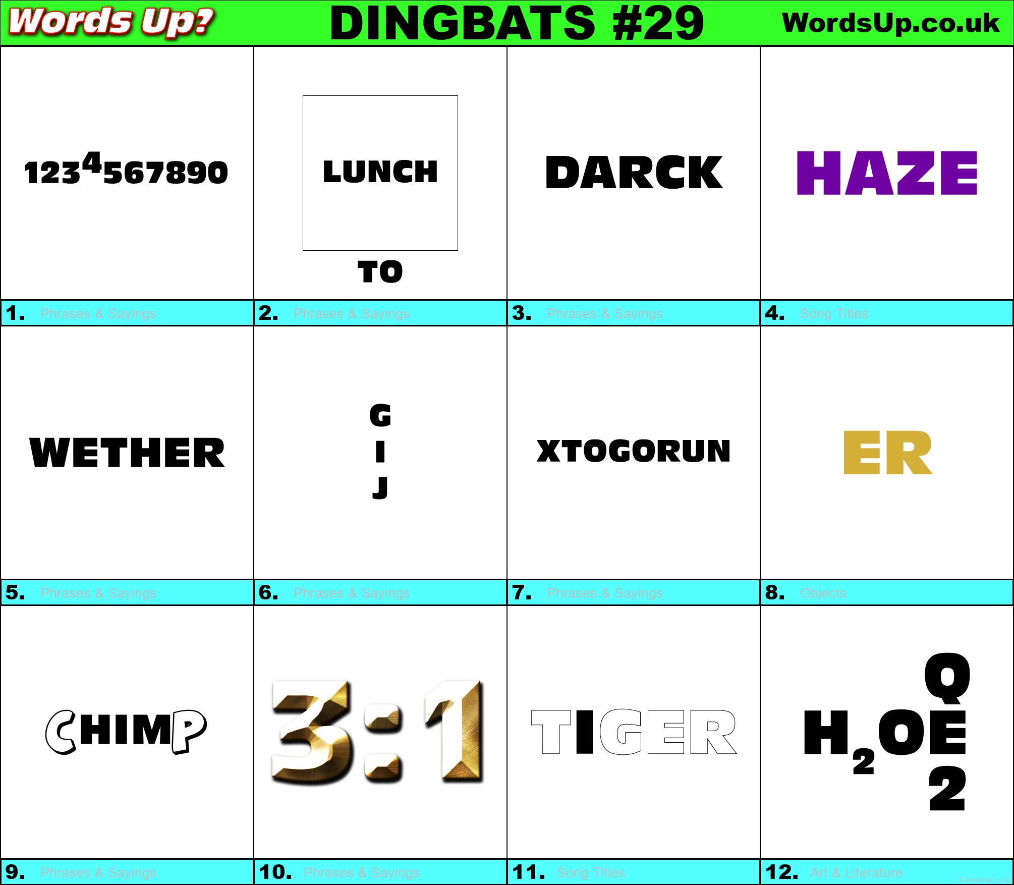 Printable Dingbats #29 - Rebus Puzzles