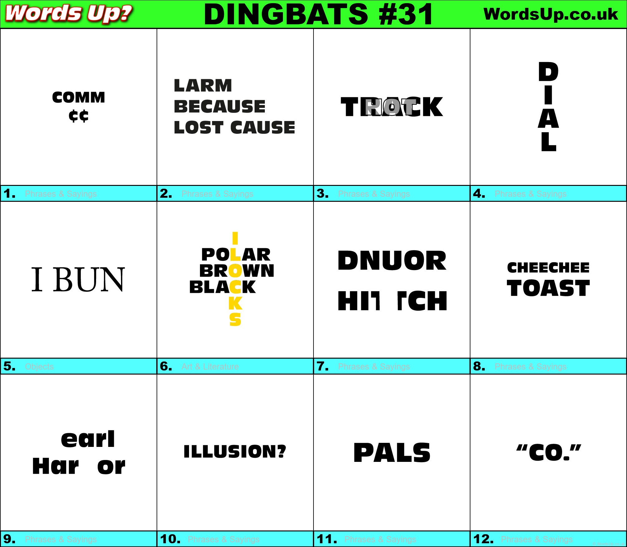Printable Dingbats #31 - Rebus Puzzles