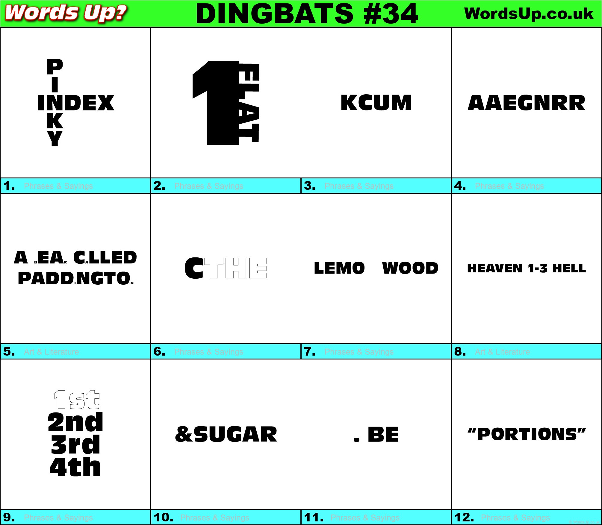 Printable Dingbats #34 - Rebus Puzzles