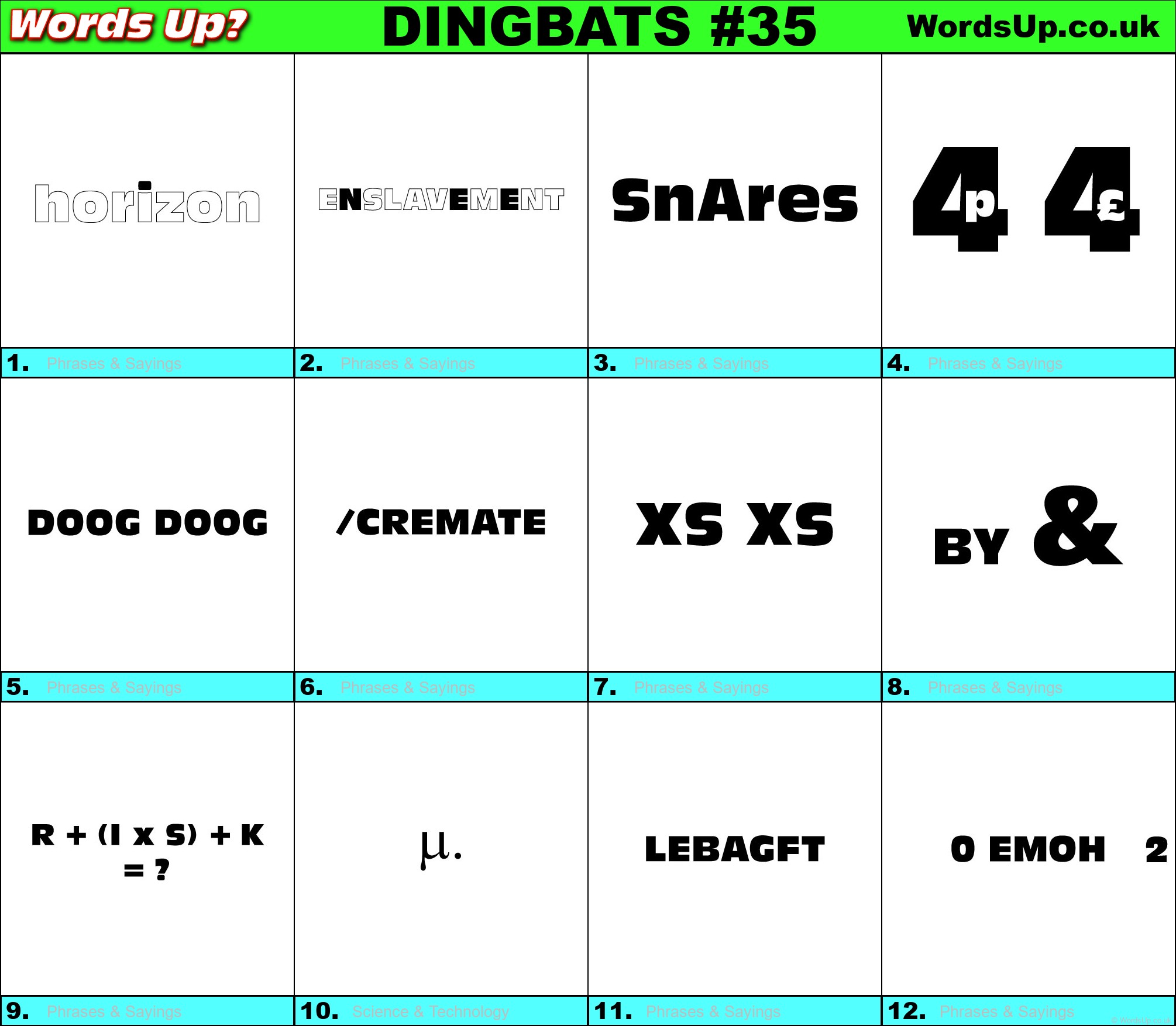 Printable Dingbats #35 - Rebus Puzzles