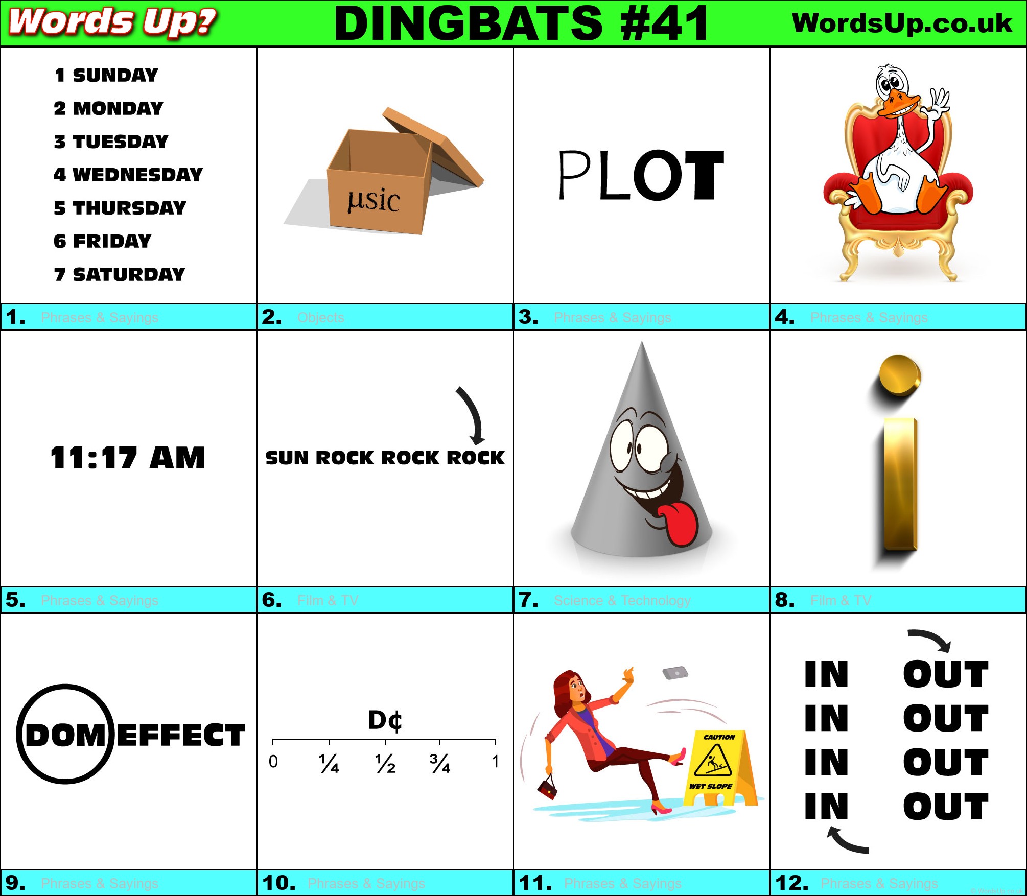 Dingbats Quiz 41 Find The Answers To Over 730 Dingbats Words Up Games
