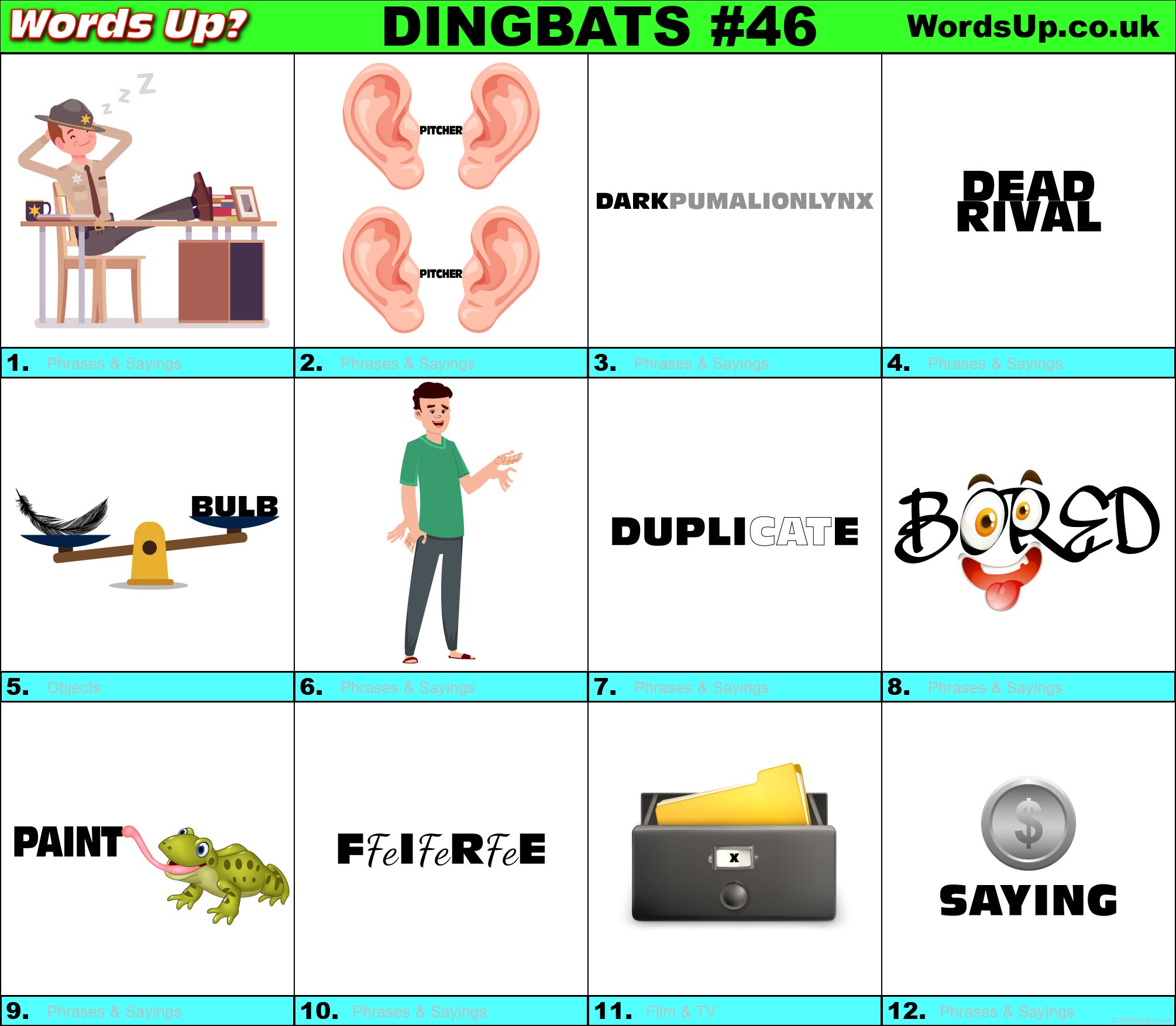 Printable Dingbats #46 - Rebus Puzzles