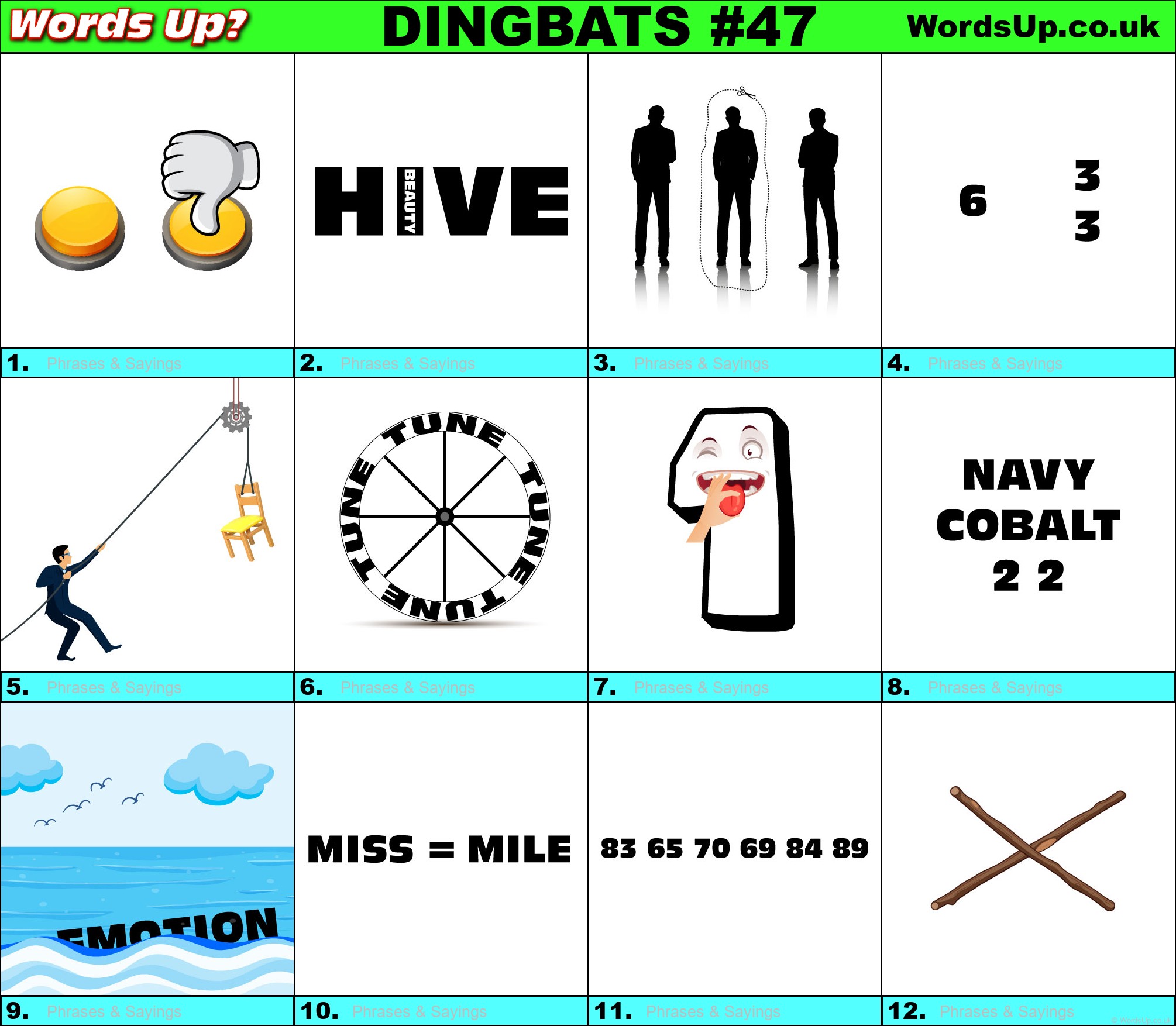 Printable Dingbats #47 - Rebus Puzzles