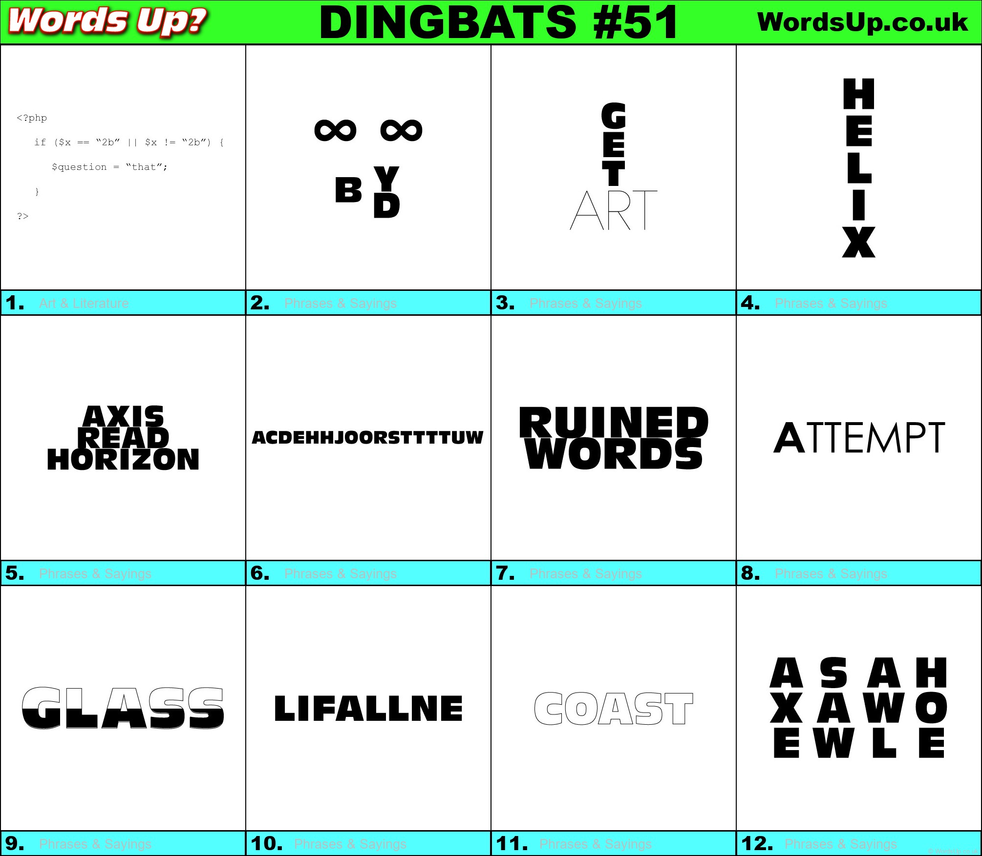 Printable Dingbats #51 - Rebus Puzzles
