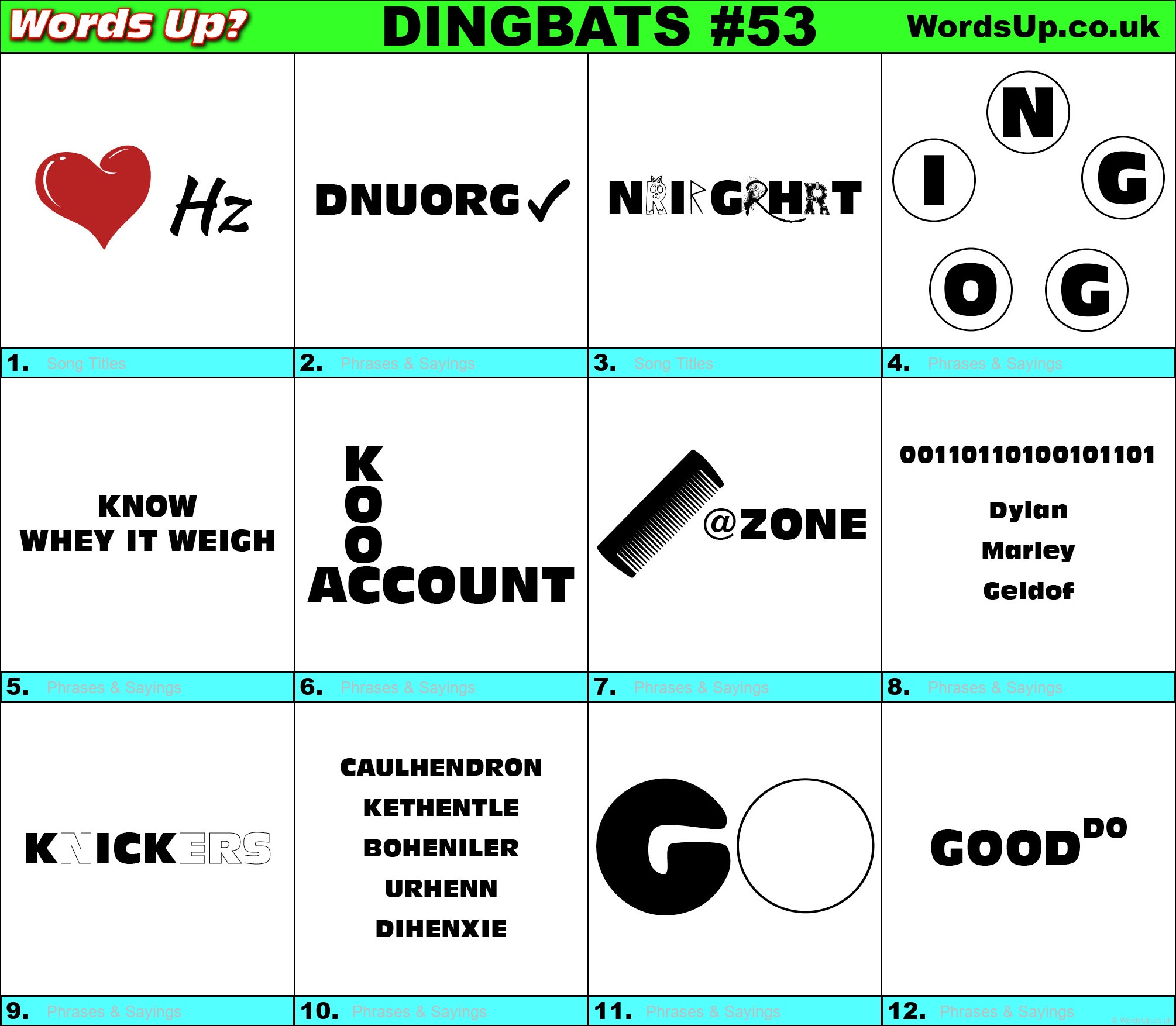 Printable Dingbats #53 - Rebus Puzzles