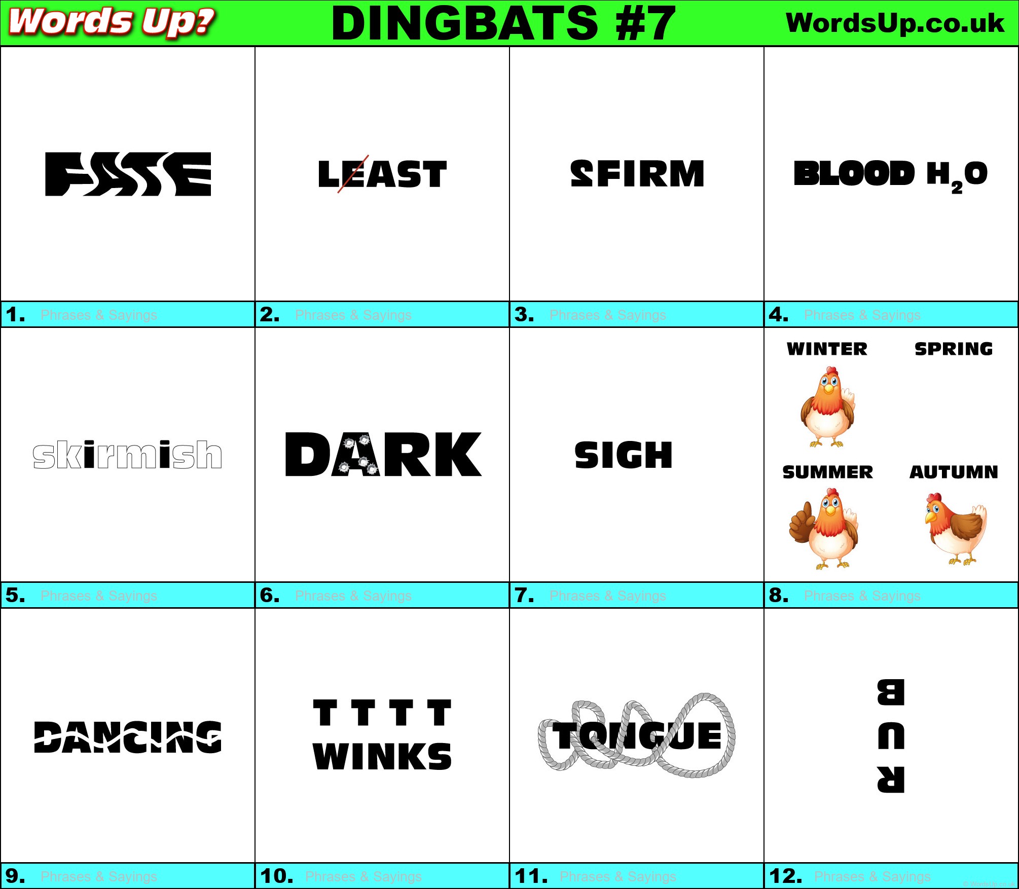 Printable Dingbats #7 - Rebus Puzzles