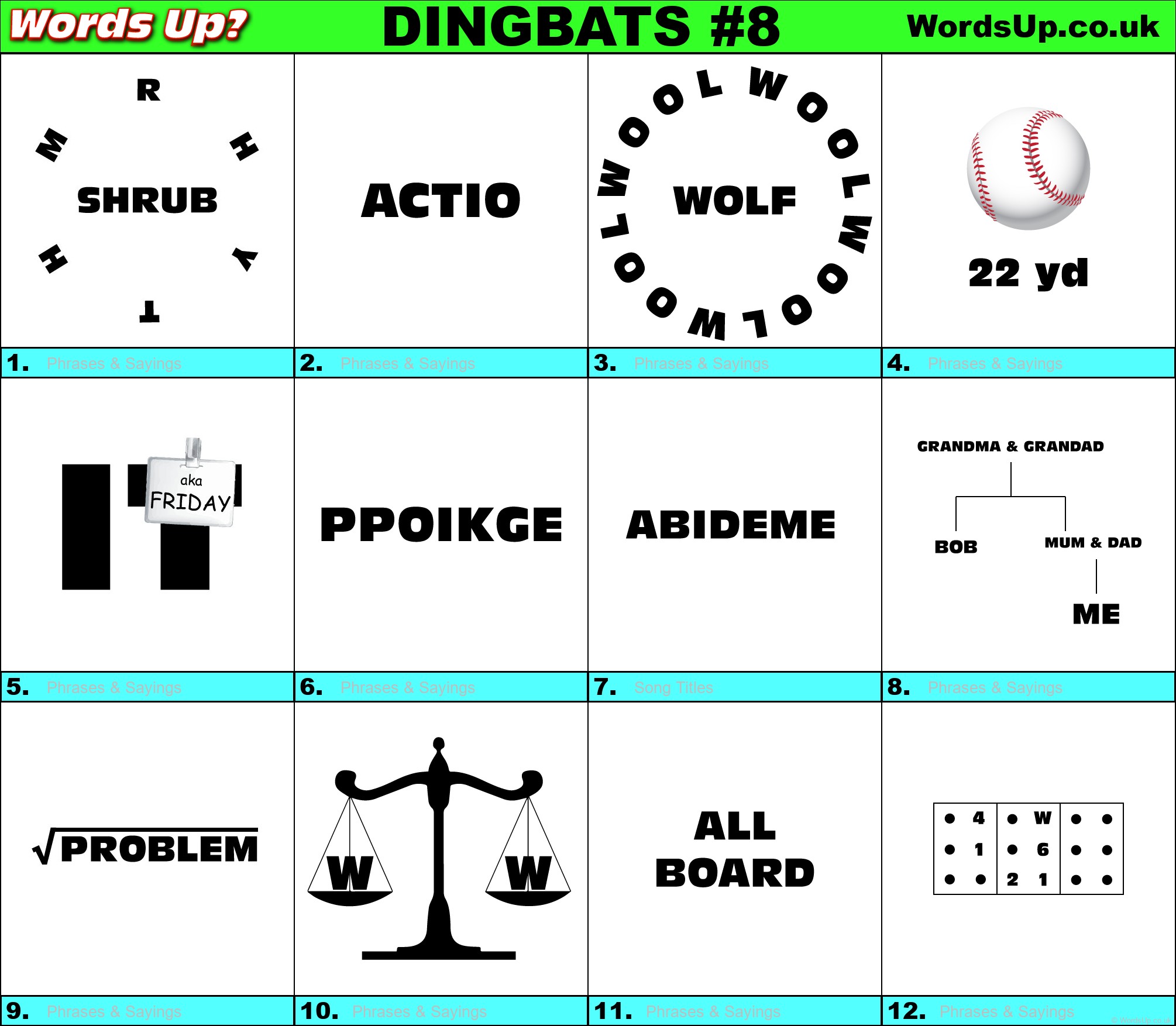 Printable Dingbats #8 - Rebus Puzzles