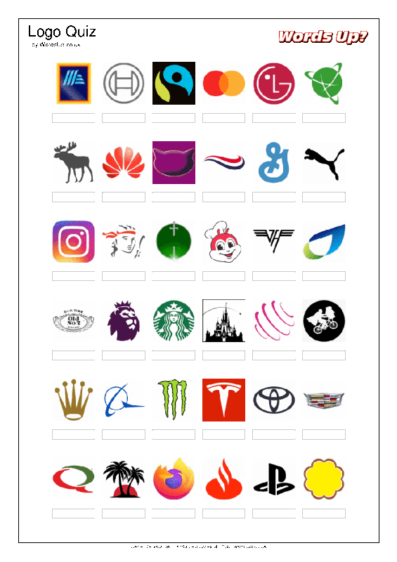 Printable Logo Quiz #2 with Answers!