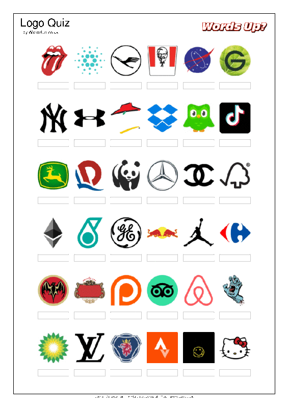 Printable Logo Quiz #3 with Answers!