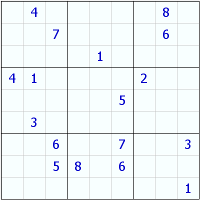 Sudoku - 17 Givens Easy