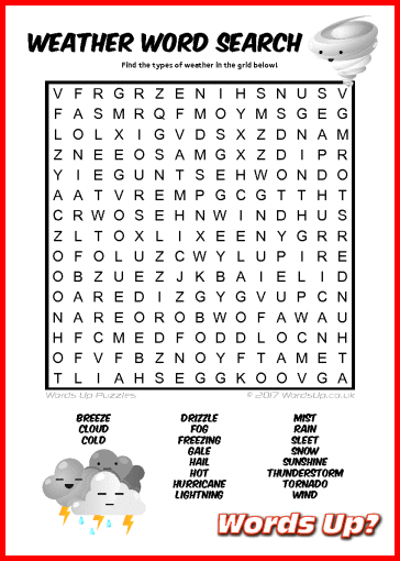 Words Up? Weather Word Search