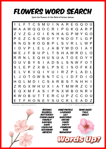 words up flowers word search