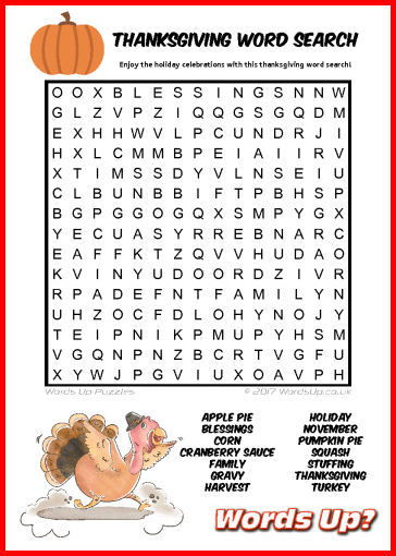 Words Up? Thanksgiving Word Search