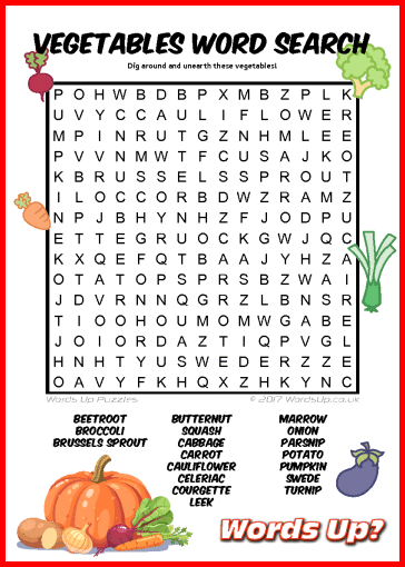 Words Up? Vegetables Word Search