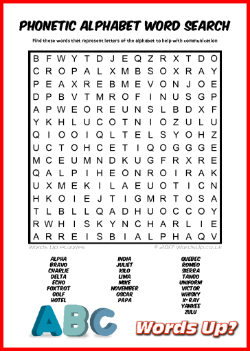 Words Up Phonetic Alphabet Word Search