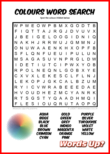 words up colours word search