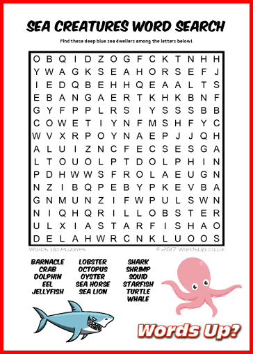 Sea Creatures Word Search Puzzle #35